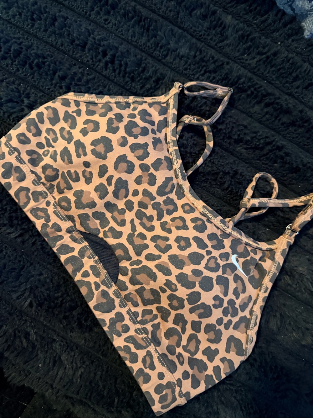 Nike Leopard Print Strappy Sports Bra - Tan & Black